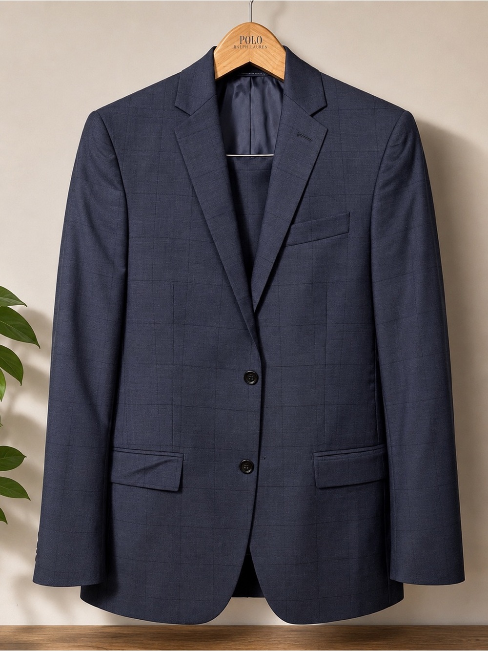Ralph Lauren Navy Windowpane Two-Button suit